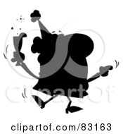 Royalty Free RF Clipart Illustration Of A Solid Black Silhouette Of A Drunk Dancing Woman At A Party