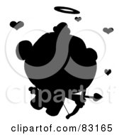 Royalty Free RF Clipart Illustration Of A Solid Black Silhouette Of Cupid