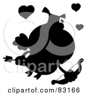 Poster, Art Print Of Solid Black Silhouette Of A Pig Cupid