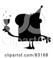 Poster, Art Print Of Solid Black Silhouette Of A Drunk Party Man