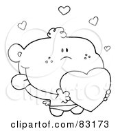 Royalty Free RF Clipart Illustration Of An Outlined Cupid With Hearts