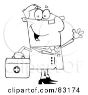 Royalty Free RF Clipart Illustration Of An Outlined Doctor by Hit Toon