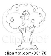 Royalty Free RF Clipart Illustration Of An Outlined Partridge In A Pear Tree