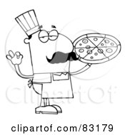 Royalty Free RF Clipart Illustration Of An Outlined Pizza Cook