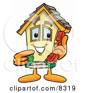 Poster, Art Print Of House Mascot Cartoon Character Holding A Telephone