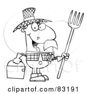 Royalty Free RF Clipart Illustration Of An Outlined Farmer