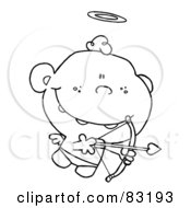 Royalty Free RF Clipart Illustration Of An Outlined Cupid With Halo