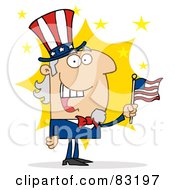 Royalty Free RF Clipart Illustration Of A Cheery Uncle Sam In Front Of A Star
