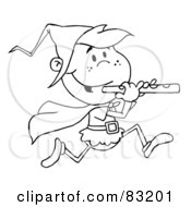 Royalty Free RF Clipart Illustration Of An Outlined Running Piper