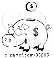 Poster, Art Print Of Outlined Coin And Piggy Bank