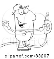 Royalty Free RF Clipart Illustration Of An Outlined Gasoline Man by Hit Toon