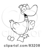 Royalty Free RF Clipart Illustration Of An Outlined Goose With Eggs