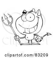 Royalty Free RF Clipart Illustration Of An Outlined Devil