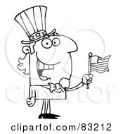 Poster, Art Print Of Outlined Cheery Uncle Sam