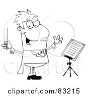 Royalty Free RF Clipart Illustration Of An Outlined Music Conductor