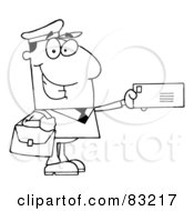 Royalty Free RF Clipart Illustration Of An Outlined Mail Man by Hit Toon