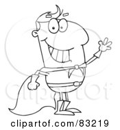 Royalty Free RF Clipart Illustration Of An Outlined Super Guy
