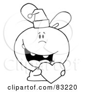 Royalty Free RF Clipart Illustration Of An Outlined Christmas Bunny