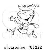 Royalty Free RF Clipart Illustration Of An Outlined Leaping Boy by Hit Toon