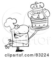 Poster, Art Print Of Outlined Cake Chef