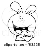 Royalty Free RF Clipart Illustration Of An Outlined Bunny With Love