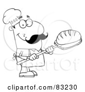 Royalty Free RF Clipart Illustration Of An Outlined Bread Cook by Hit Toon