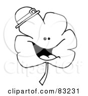 Royalty Free RF Clipart Illustration Of An Outlined Happy Shamrock