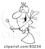 Royalty Free RF Clipart Illustration Of An Outlined Fairy Godmother