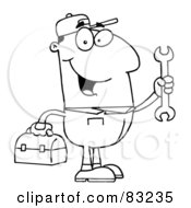 Royalty Free RF Clipart Illustration Of An Outlined Auto Mechanic