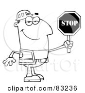 Royalty Free RF Clipart Illustration Of An Outlined Traffic Man