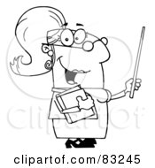 Royalty Free RF Clipart Illustration Of An Outlined Lady Teacher