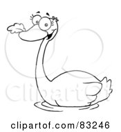 Royalty Free RF Clipart Illustration Of An Outlined Swan Eating A Leaf