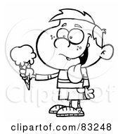 Poster, Art Print Of Outlined Boy With Ice Cream