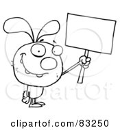 Poster, Art Print Of Outlined Bunny With Sign