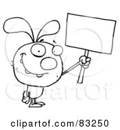 Royalty Free RF Clipart Illustration Of An Outlined Bunny With Sign