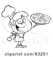 Royalty Free RF Clipart Illustration Of An Outlined Pizza Boy