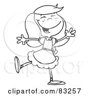 Royalty Free RF Clipart Illustration Of An Outlined Dancing Girl