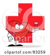 Royalty Free RF Clipart Illustration Of A Red Heart With Wine Over A Red Cross