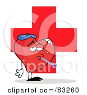 Royalty Free RF Clipart Illustration Of A Red Heart Jogging Over A Red Cross