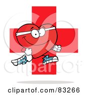 Poster, Art Print Of Red Heart Jogging Over A Red Cross