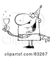 Royalty Free RF Clipart Illustration Of An Outlined Party Guy