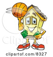 Poster, Art Print Of House Mascot Cartoon Character Spinning A Basketball On His Finger