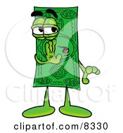 Dollar Bill Mascot Cartoon Character Whispering And Gossiping