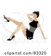 Royalty Free RF Clipart Illustration Of A Sexy Woman In A Little Black Dress And Heels Sitting And Kicking Her Leg Up