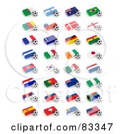 Poster, Art Print Of Digital Collage Of 3d Soccer Balls By Flags Of The World Cup 2010 Participating Countries