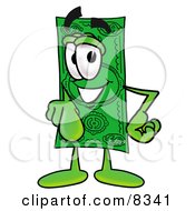 Dollar Bill Mascot Cartoon Character Pointing At The Viewer
