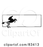 Royalty Free RF Clipart Illustration Of A Rearing Silhouetted Horse Website Banner With A Blank Text Box