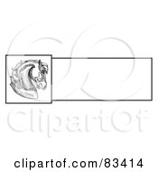 Poster, Art Print Of Pen And Ink Drawing Of A Majestic Horse Head Profile Over A Blank White Text Box