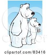 Two White Polar Bears Standing On Their Hind Legs