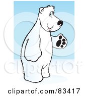 Friendly White Polar Bear Standing On His Hind Legs